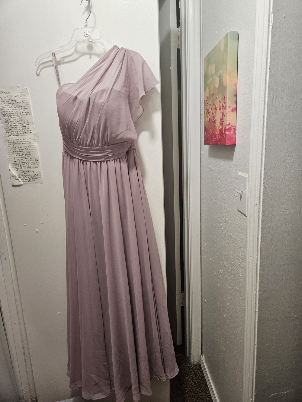 Mori Lee Dusty Lavender One-Shoulder Chiffon Bridesmaid/Formal Gown